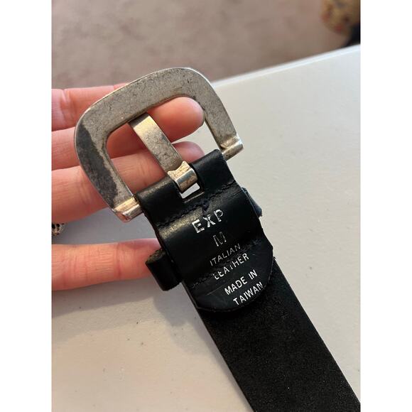 Vintage 90s Black Genuine Leather Italian Leather Express Free Size Belt Medium main image 6